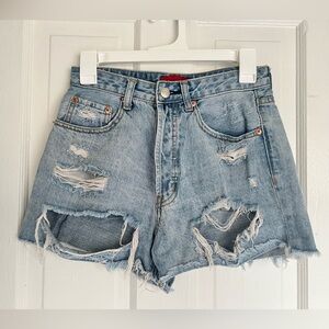 Signature8 Blue Distressed Jean Shorts